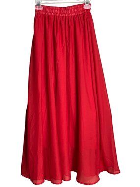 Afibi Red Chiffon Skirt Full Maxi Ethereal Festival Fairy Twee Boho Coquette S